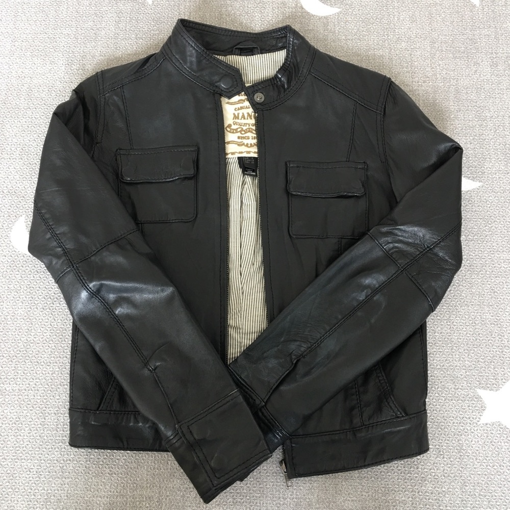 MANGO black leather jacket - Small